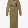 Beau Wrap-front Knitted Midi Dress -Ted Baker Store R03861942 OLIVEGREEN M