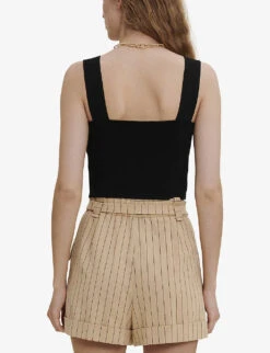 Maje Maclyna Cropped Stretch-jersey Top -Ted Baker Store R03879027 NOIRGRIS ALT02