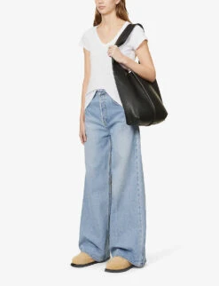 V-neck Organic-cotton T-shirt -Ted Baker Store R03879546 WHITE ALT01