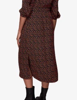 Whistles Floral-print High-waisted Woven Midi Skirt -Ted Baker Store R03882527 BLACK ALT03