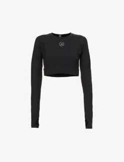 Adidas By Stella Mccartney Cropped Stretch-knit Top