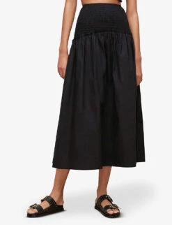 AllSaints Alex Gathered Recycled-cotton Maxi Skirt 9 AllSaints Alex Gathered Recycled-cotton Maxi Skirt -Ted Baker Store R03885704 BLACK ALT02