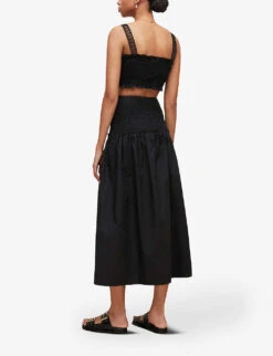 AllSaints Alex Gathered Recycled-cotton Maxi Skirt 10 AllSaints Alex Gathered Recycled-cotton Maxi Skirt -Ted Baker Store R03885704 BLACK ALT03