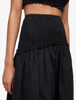 AllSaints Alex Gathered Recycled-cotton Maxi Skirt 11 AllSaints Alex Gathered Recycled-cotton Maxi Skirt -Ted Baker Store R03885704 BLACK ALT04