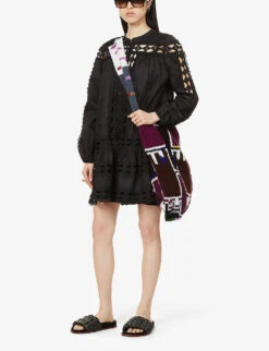 Devotion Twins Ithaki Lace-embroidered Cotton Mini Dress 8 Devotion Twins Ithaki Lace-embroidered Cotton Mini Dress -Ted Baker Store R03886535 BLACK ALT01