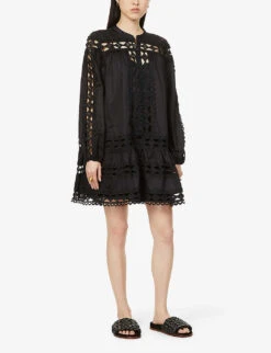Devotion Twins Ithaki Lace-embroidered Cotton Mini Dress 9 Devotion Twins Ithaki Lace-embroidered Cotton Mini Dress -Ted Baker Store R03886535 BLACK ALT02