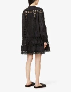 Devotion Twins Ithaki Lace-embroidered Cotton Mini Dress 10 Devotion Twins Ithaki Lace-embroidered Cotton Mini Dress -Ted Baker Store R03886535 BLACK ALT03
