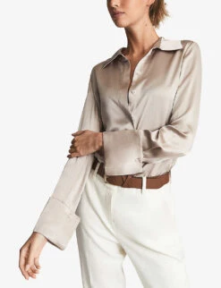 Reiss Hailey Silk Shirt -Ted Baker Store R03889506 CHAMPAGNE ALT02
