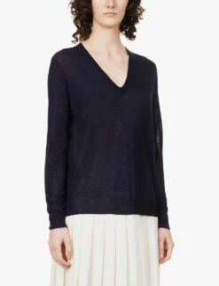 Joseph Cashair V-neck Cashmere-knit Jumper -Ted Baker Store R03900701 NAVY ALT02
