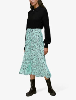 Whistles Tiger-print Button-front Woven Midi Skirt -Ted Baker Store R03900966 MULTICOLOURED ALT02