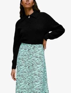 Whistles Tiger-print Button-front Woven Midi Skirt -Ted Baker Store R03900966 MULTICOLOURED ALT04