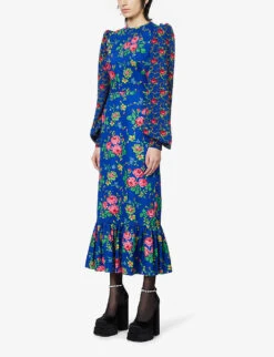 Villanelle Floral-print Cotton Midi Dress 9 Villanelle Floral-print Cotton Midi Dress -Ted Baker Store R03903463 COBALT ALT02