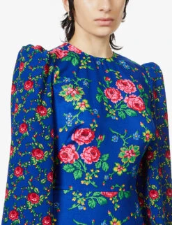 Villanelle Floral-print Cotton Midi Dress 11 Villanelle Floral-print Cotton Midi Dress -Ted Baker Store R03903463 COBALT ALT04
