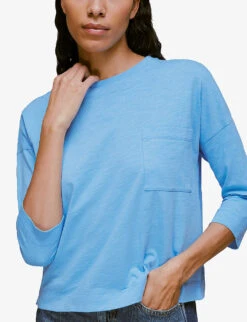 Whistles Pocket-embellished Relaxed Fit Organic Cotton Top -Ted Baker Store R03907586 BLUE ALT02