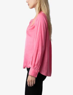 Zadig & Voltaire Tink V-neck Satin Shirt -Ted Baker Store R03909237 RUBBER ALT02