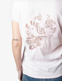 Zadig & Voltaire Story Fishnet-detail Cotton-jersey T-shirt -Ted Baker Store R03909478 PARME ALT04