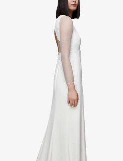 Whistles Cecilia Mesh-sleeve Woven Wedding Dress 9 Whistles Cecilia Mesh-sleeve Woven Wedding Dress -Ted Baker Store R03917868 CREAM ALT02