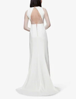 Whistles Cecilia Mesh-sleeve Woven Wedding Dress 10 Whistles Cecilia Mesh-sleeve Woven Wedding Dress -Ted Baker Store R03917868 CREAM ALT03
