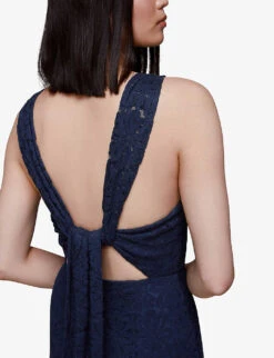 Whistles Tie-back Cotton-blend Maxi Dress 11 Whistles Tie-back Cotton-blend Maxi Dress -Ted Baker Store R03919190 NAVY ALT04