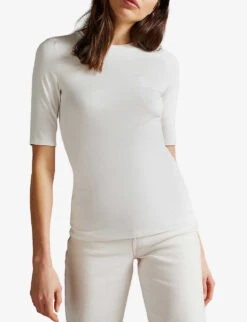 Ted Baker Bettsie Fitted Stretch-jersey T-shirt -Ted Baker Store R03920168 WHITE ALT02