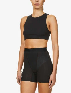 Cropped Ribbed Stretch-cotton Tank Top -Ted Baker Store R03920626 SOOT ALT02