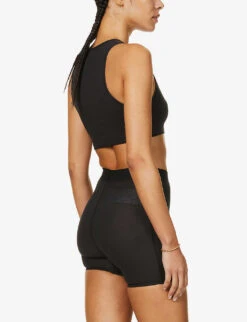 Cropped Ribbed Stretch-cotton Tank Top -Ted Baker Store R03920626 SOOT ALT03