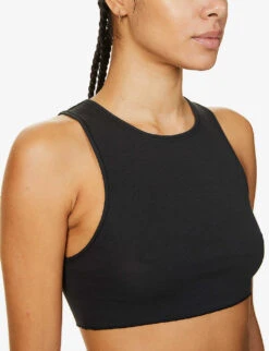 Cropped Ribbed Stretch-cotton Tank Top -Ted Baker Store R03920626 SOOT ALT04