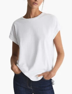 Reiss Tereza Cotton-jersey T-shirt -Ted Baker Store R03925920 WHITE ALT02