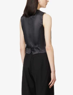 Gelso V-neck Woven Waistcoat 10 Gelso V-neck Woven Waistcoat -Ted Baker Store R03926897 BLACK ALT03