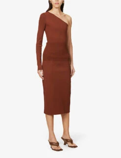 Victoria Beckham Fitted Ribbed Stretch-woven Midi Skirt -Ted Baker Store R03927824 BROWN ALT02