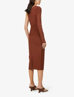 Victoria Beckham Fitted Ribbed Stretch-woven Midi Skirt -Ted Baker Store R03927824 BROWN ALT03