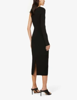 Victoria Beckham One-sleeve Stretch-woven Midi Dress -Ted Baker Store R03927831 BLACK ALT03