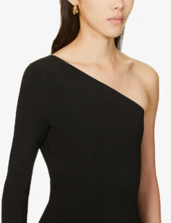 Victoria Beckham One-sleeve Stretch-woven Midi Dress -Ted Baker Store R03927831 BLACK ALT04