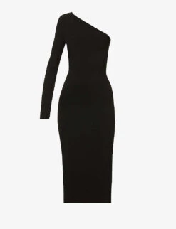 Victoria Beckham One-sleeve Stretch-woven Midi Dress