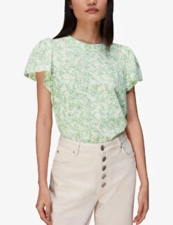 Whistles Baroque Frill-trimmed Floral-print Cotton-jersey T-shirt -Ted Baker Store R03932925 MULTICOLOURED ALT02