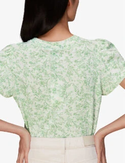 Whistles Baroque Frill-trimmed Floral-print Cotton-jersey T-shirt -Ted Baker Store R03932925 MULTICOLOURED ALT03