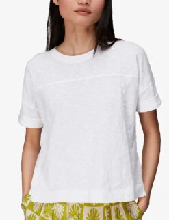 Whistles Olsen Scoop-neck Cotton-jersey T-shirt -Ted Baker Store R03932926 WHITE ALT02