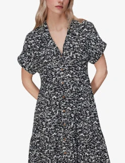 Whistles Abstract Smudge Graphic-print Woven Midi Dress -Ted Baker Store R03936189 BLACK ALT02
