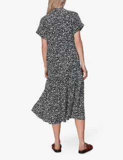 Whistles Abstract Smudge Graphic-print Woven Midi Dress -Ted Baker Store R03936189 BLACK ALT03