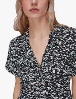 Whistles Abstract Smudge Graphic-print Woven Midi Dress -Ted Baker Store R03936189 BLACK ALT04