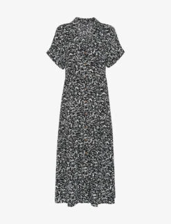 Whistles Abstract Smudge Graphic-print Woven Midi Dress