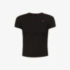 Marine Serre Logo-embroidered Fitted Organic-cotton T-shirt 2 Marine Serre Logo-embroidered Fitted Organic-cotton T-shirt -Ted Baker Store R03936484 BLACK M