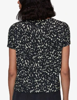 Whistles Sahara Leopard-print Woven T-shirt -Ted Baker Store R03939044 BLACK ALT03
