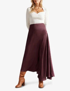Ted Baker Terra Asymmetric-hem Stretch-woven Maxi Skirt -Ted Baker Store R03939835 DPPURPLE ALT01