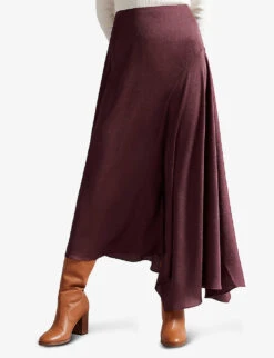 Ted Baker Terra Asymmetric-hem Stretch-woven Maxi Skirt -Ted Baker Store R03939835 DPPURPLE ALT02