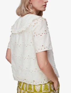 Whistles Oversized-collar Embroidered Cotton Top -Ted Baker Store R03941528 WHITE ALT03