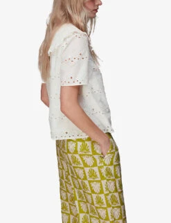 Whistles Oversized-collar Embroidered Cotton Top -Ted Baker Store R03941528 WHITE ALT04