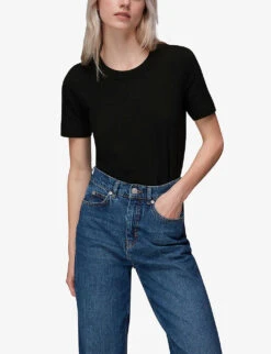 Whistles Rosa Double-trim Cotton T-shirt -Ted Baker Store R03948409 BLACK ALT02