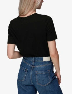 Whistles Rosa Double-trim Cotton T-shirt -Ted Baker Store R03948409 BLACK ALT03