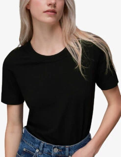 Whistles Rosa Double-trim Cotton T-shirt -Ted Baker Store R03948409 BLACK ALT04